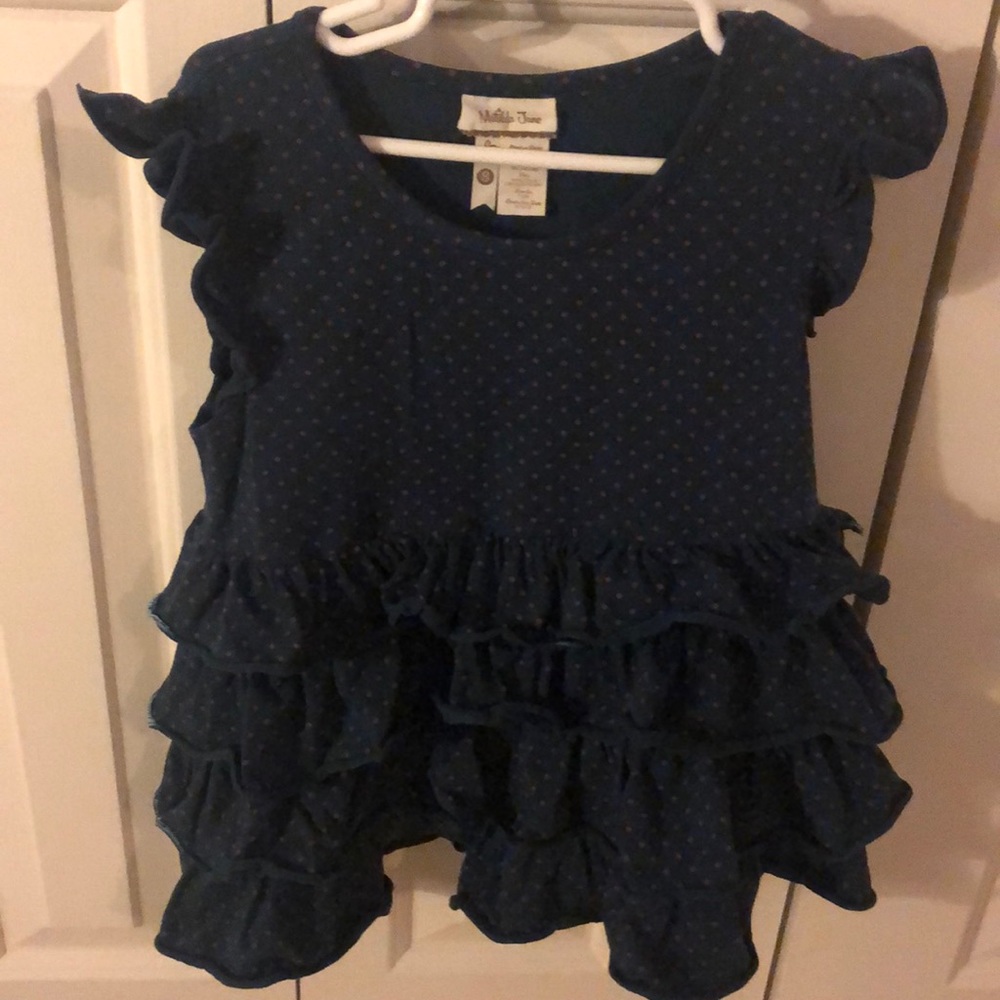 Matilda Jane Navy Ruffle Cap Sleeve Top